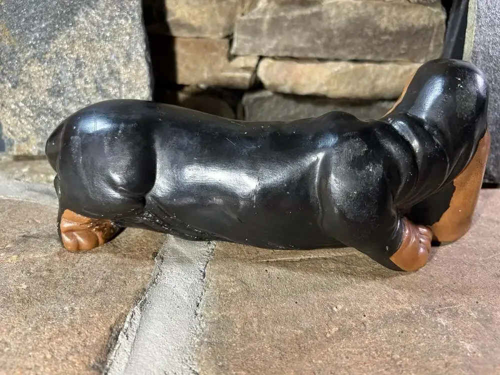 Basset Hound Ceramic Statue Figure Black and Brown Vintage take sad boy home!